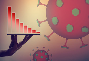 Economic Fall With Viruses In The Background