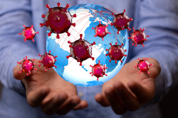 contagious coronavirus pandemic, dangerous virus outbreak 3d.