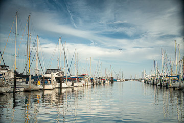 a marina with boats on the California coast