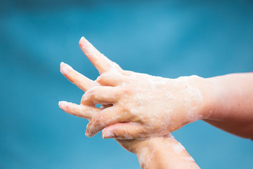 Coronavirus spread prevention by washing hands