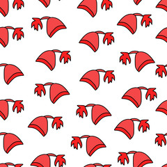 Vector background. Seamless pattern with winter hat. Warm winter hat in doodle style. Vector hand drawn illustration