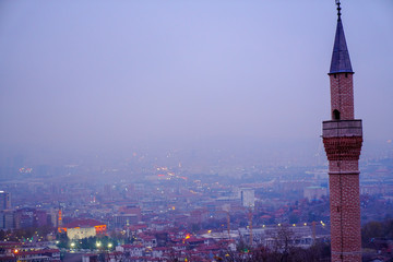 Obraz premium Panoramic view of Ankara city 4K. Ankara is the capital city of Turkey 