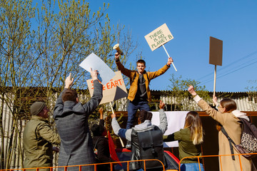 Crowd protesting against climate pollution