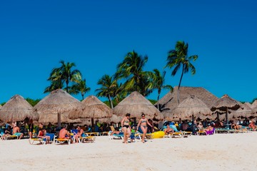 Tulum beach in Mexico surrounded by Mayan temples