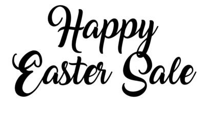 happy Easter sale calligraphy letters on white background.