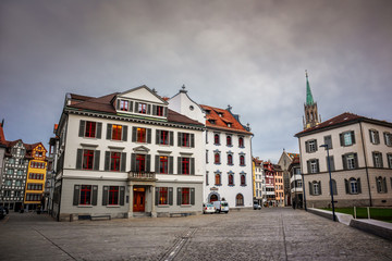 Obraz premium Old historical buildings on main square in St Gallen, town in Switzerland
