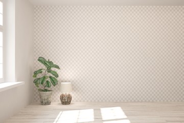 Fototapeta na wymiar White empty room. Scandinavian interior design. 3D illustration