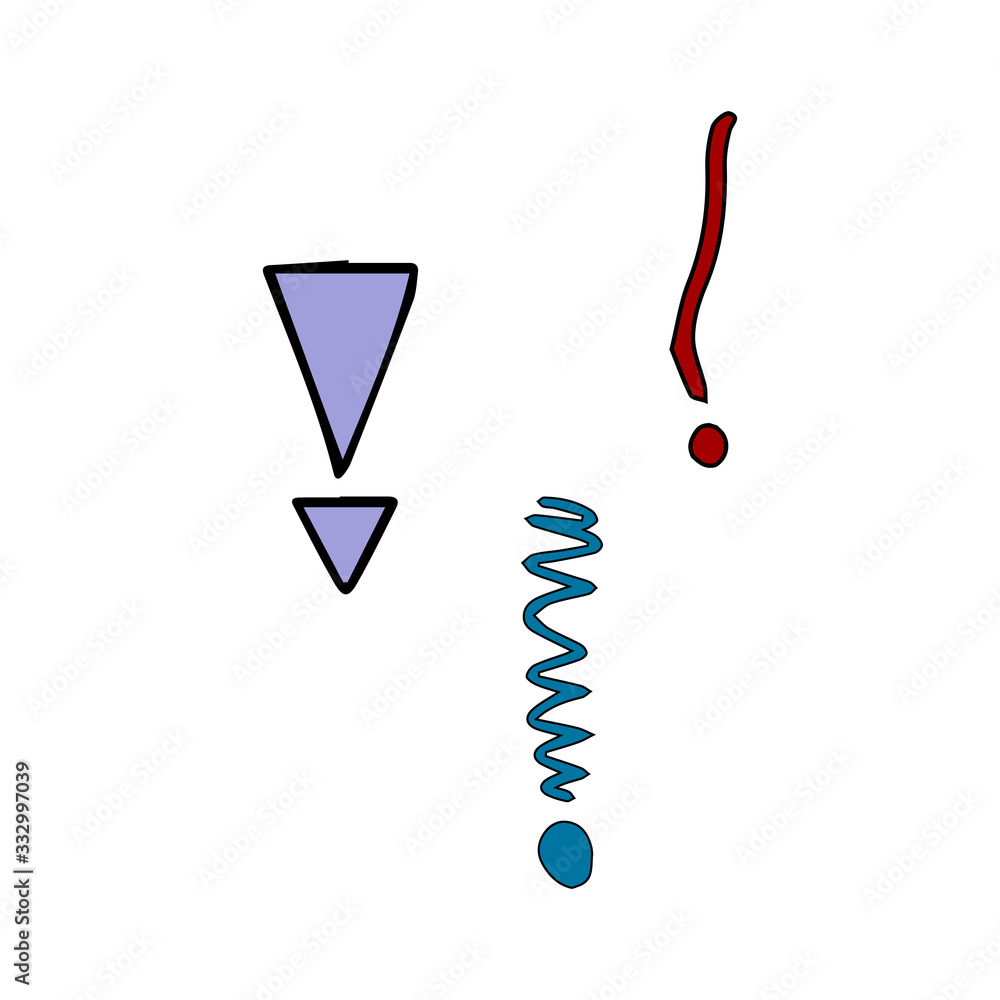 Poster vector illustration hand drawn question mark and exclamation point. question mark and exclamation po