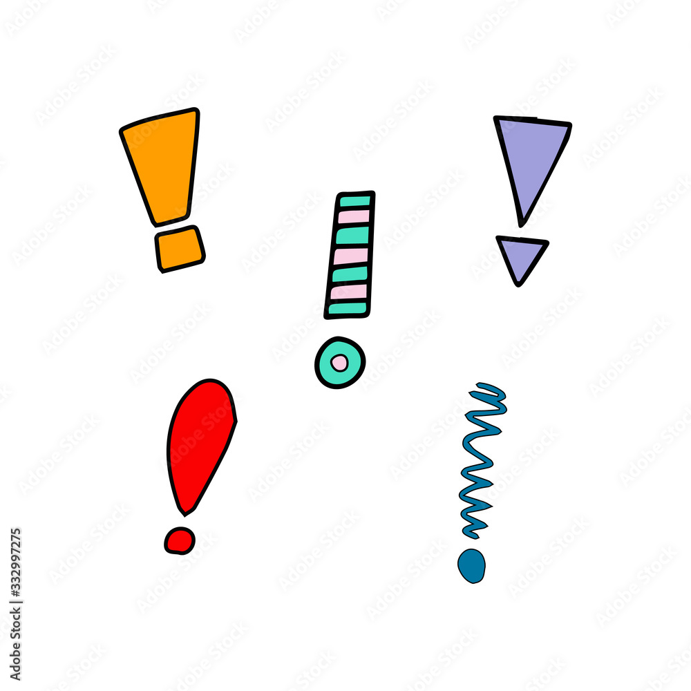 Poster vector illustration hand drawn question mark and exclamation point. question mark and exclamation po