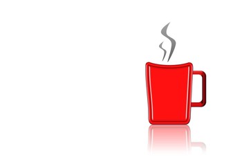 Illustration of take a break concept showing a cup of warm water icon, Mirroring on the table.