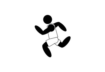 Illustration a group of people or single person running icon with white background.