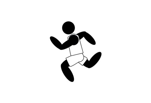 Illustration a group of people or single person running icon with white background.
