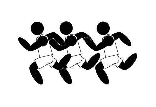 Illustration a group of people or single person running icon with white background.