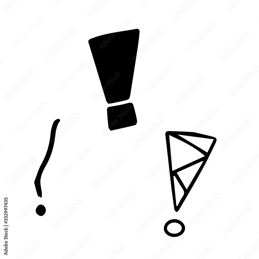 Poster vector illustration hand drawn question mark and exclamation point. question mark and exclamation po