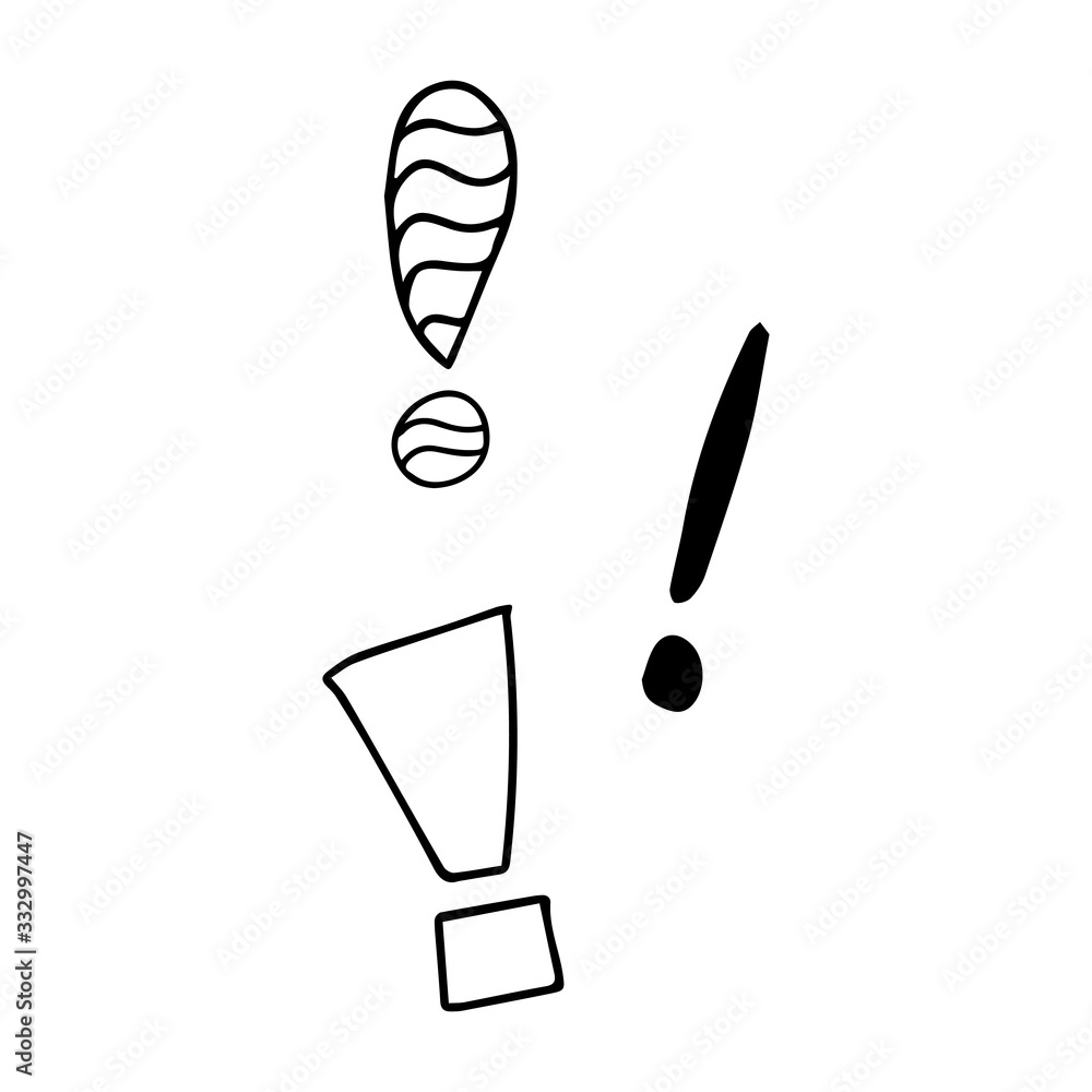 Poster vector illustration hand drawn question mark and exclamation point. question mark and exclamation po