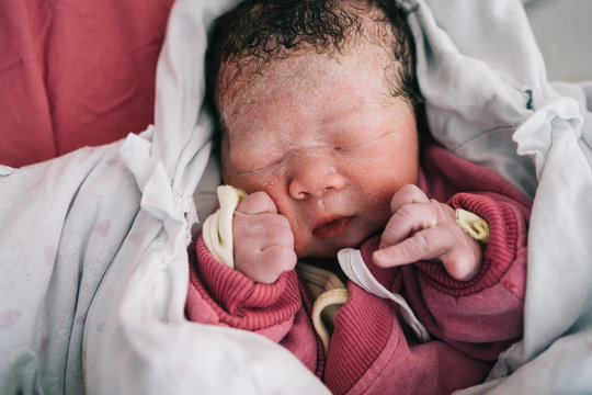 portrait of newborn baby girl
