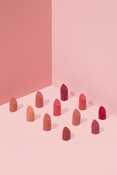 Close up of variety of lipsticks