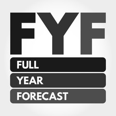 FYF - Full Year Forecast acronym, business concept background