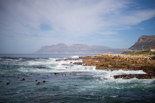 Wide angle view of the popular tourist destination of Kalkbay in Cape Town South Africa