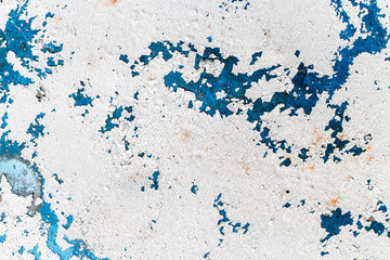 Blue and white surface of the old table like a map of the planet