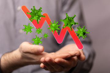 Financial stock graph has down from virus corona outbreak..