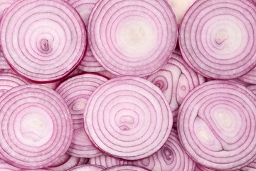 Onion slices as a background. Top view.