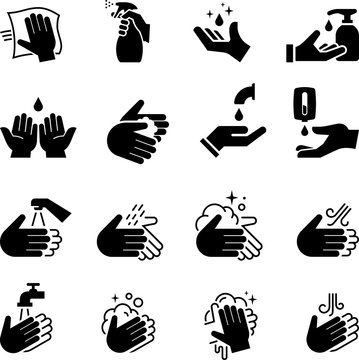 Hand Sanitizer Icons - Black Series