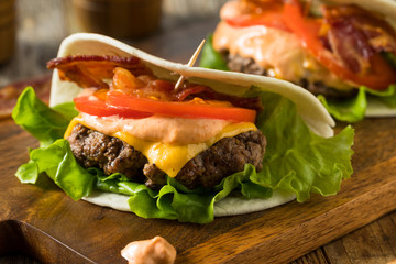 Homemade Cheeseburger Taco in a Tortilla