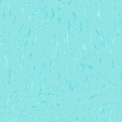 Vector seamless background. Texture of blue and turquoise splashes of water on a sea background. Decorative pattern for printing on fabric. Waves swirl or river