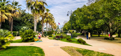 Fototapeta premium Main pedestrian street Navaginskaya.. Sochi, Russia