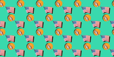 Infinite pattern of a Hand holding a usa flag