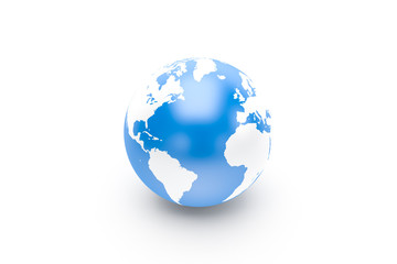 3d Rendering of Globe Blue and White.
