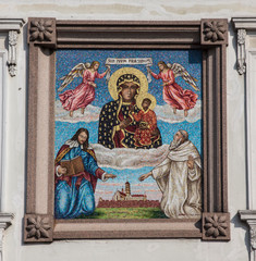 Obraz na płótnie Canvas Czestochowa, Poland, 19 March 2020: Colorful mosaic on one of the walls of the sanctuary of the Mother of God in Jasna Góra i
