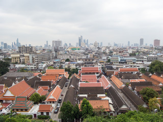 Fototapeta premium Wat Saket Ratcha Wora Maha Wihan Bangkok Thailand.The temple Wat Sa Ket is an ancient temple in the Ayutthaya period.