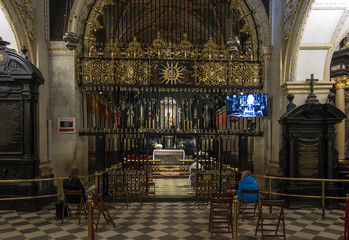 Czestochowa, Poland, March 19, 2020: Jasna Gora Monastery: chapel and Wonderful Image of the Black Madonna of Czestochowa