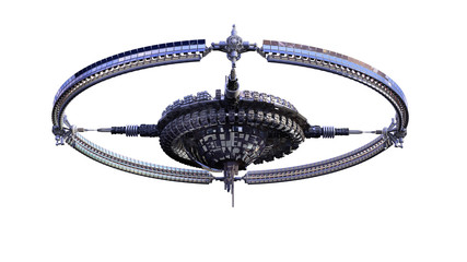 Detailed interstellar gravitational wheel isolated on white © 3000ad