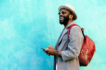 African man using mobile phone