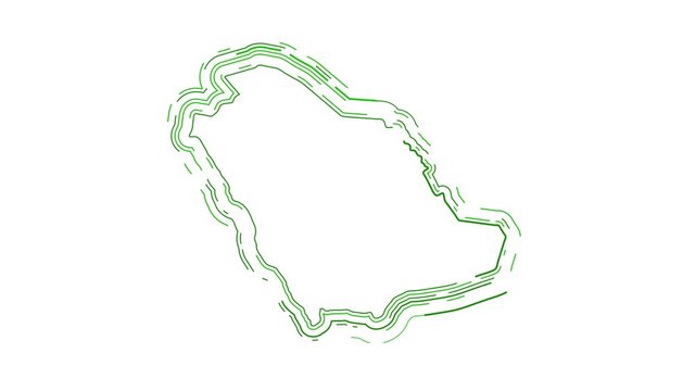 Saudi Arabia map Lines, KSA map Stroke, Riyadh, white background with alpha, isolated