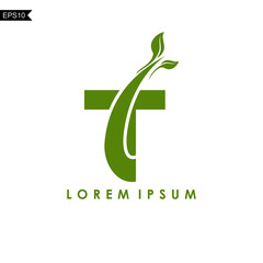 Initial Letter T Leaf Logo Template