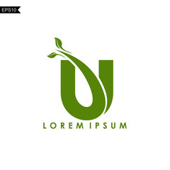 Initial Letter U Leaf Logo Template