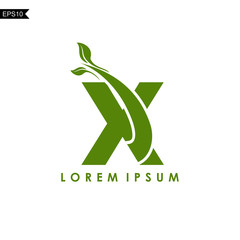 Initial Letter X Leaf Logo Template