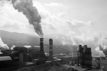 Chimneys with lots of smoke
