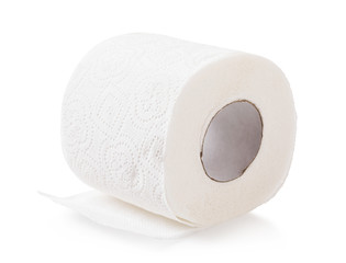 Toilet paper roll isolated on white background