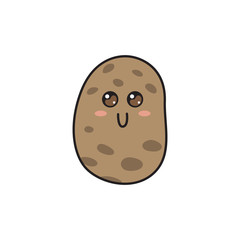 Fototapeta premium Cute potato character with face. Kawaii doodle potato isolated on white background.