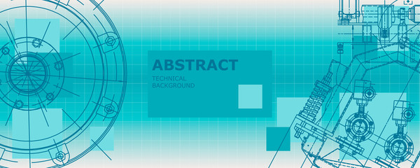 Abstract drawing. Mechanical engineering drawing. Engineering technological vector wallpaper