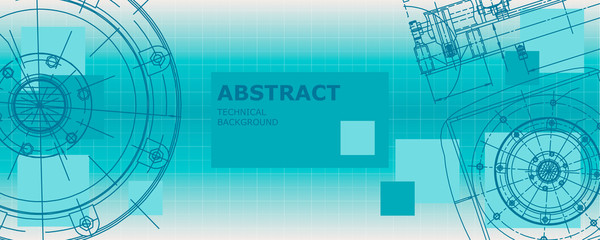Abstract drawing. Mechanical engineering drawing. Engineering technological vector wallpaper