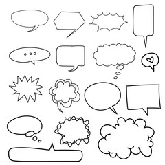 Set of comic text speech bubble cartoon doodle vector