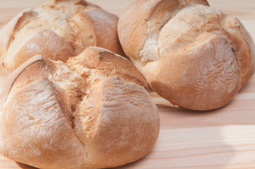 freshly baked bread prepared to be consumed