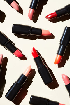Chaotic composition of colorful lipsticks