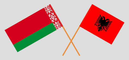 Crossed flags of Belarus and Albania